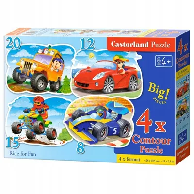 Obrázek produktu pro Puzzle 4 v 1 (8+12+15+20 dílků) Auta 43057