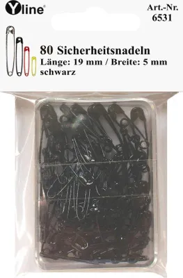 Productafbeelding van Famanu Mini veiligheidsspelden, 80 stuks - 19 mm, nikkelvrij, zwart