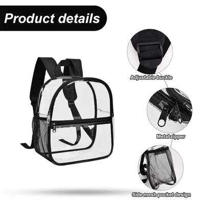 Imagen del producto de Mochila transparente de PVC, impermeable, de 30x29x15 cm, ideal para la escuela y el trabajo