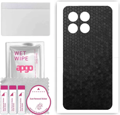 Produktbild von apgo Rückseite Schutzfolie, Skin, kompatibel mit Honor X6a, Hinten Displayschutzfolie aus Vinylfolie, kratzfest, einfache Montage - Schwarze Honigwabe