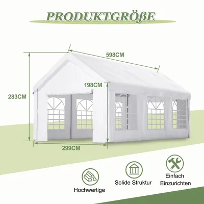 Image de Abri de jardin - Grange de jardin - Remise - Garage - Espace extérieur - Dimensions : 6 x 4 x 3 mètres - Bâche en PE imperméable
