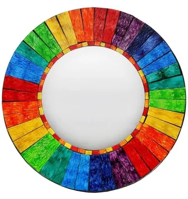 Image de Miroir mural en mosaïque aux motifs de couleurs arc-en-ciel