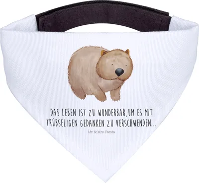 Produktbild von Mr. & Mrs. Panda Bandana Wombat - Weiß - Geschenk, Hundehalstuch, Das Leben Ist schön, Spruch, Motivation, Dreieckstuch, Lustige Sprüche, Hunde Halstuch, für Hund
