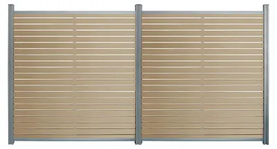 Produktbild von HOME DELUXE WPC Sichtschutzzaun ALIRA Teak - 2 x Element + 3 x Pfosten | Sichtschutz, Zaunelement, Gartenzaun, Zaunblende, Lamellenzaun, Windschutz