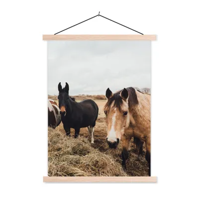 Produktbild von MuchoWow® Textilposter Tiere - Pferd 60x80 cm mit holzfarbenen Rahmen - Wandbild