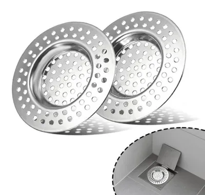 Image de Crépine de vidange en acier inoxydable, lot de 2, diamètre 7,7 cm, pour douche, baignoire, lavabo, évier