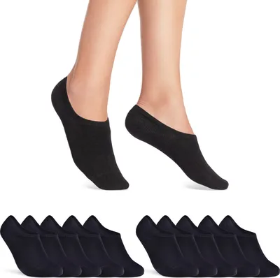 Produktbild von 10 Paar Sneaker Socken Damen & Herren unsichtbare kurze Socken mit Silikonpad gegen Verrutschen 16805-  Schwarz 35-38