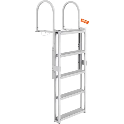 Produktbild von VEVOR Dockleiter 5 einziehbare Stufen 159kg Tragkraft Pontonbootleiter aus Aluminiumlegierung mit 1700-2005mm einstellbarer Höhe 10cm breite Stufe Gummimatte zum Einsteigen in Schiffe/See/Pool/Marine