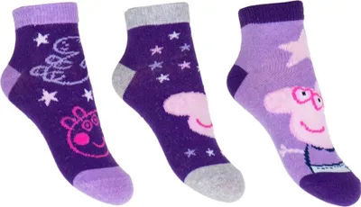 Produktbild von Peppa Pig Kinder Socken - 3er Pack Sneaker Strümpfe Baumwoll-Mix 23/26 Lila