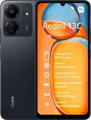 Produktbild von Redmi 13C 8GB + 256GB Midnight Black Smartphone