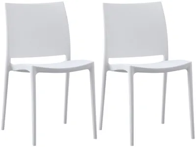Produktbild von CLP 2er Set Gartenstühl Meton mit Lehne stapelbar wetterfest UV-beständig bis 150 kg weiß