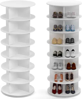 Image de Armoire à chaussures - Rangement à chaussures - Organisateur à chaussures - Porte-chaussures - Étagère de rangement - 7 niveaux - Rotation à 360°