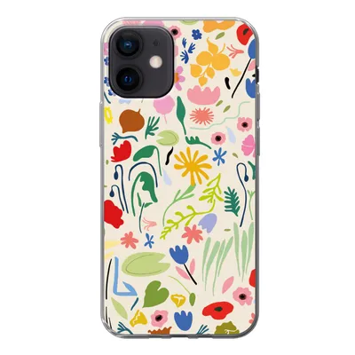Produktbild von MuchoWow® Handyhülle Schutzhülle Hülle für iPhone 12 Blumen - Muster - Pflanzen Silikon Softcase Handy Hülle - Schutzhülle