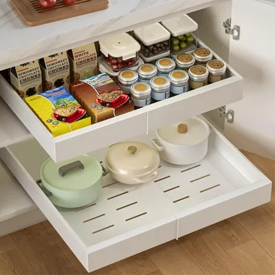 Image de Tiroir coulissant pour la cuisine - Organisateur réglable pour tiroirs de cuisine