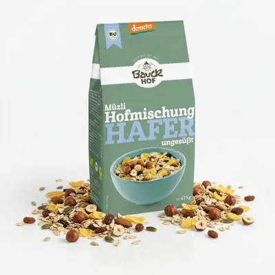 Obrázek produktu pro Hofmischung Müsli - Ovesné vločky neslazené Demeter 425g