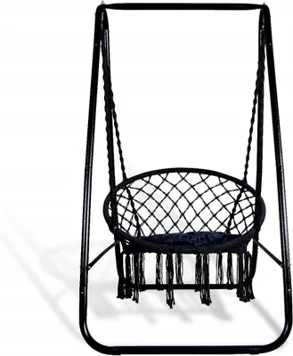 Zdjęcie produktu dla Fotel Wiszący Z Poduszką Huśtawka Max 100Kg Czarny Fotel Wiszący Ogrodowy