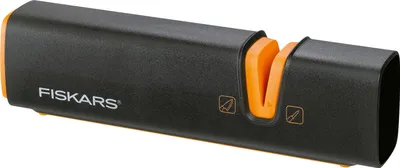 Produktbild von Fiskars Messerschärfer für scharfe Messerklingen aus Stahl, Keramikschleifstein, Edge, Roll-Sharp, Schwarz/Orange, 1003098