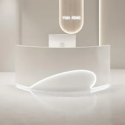 Produktbild von Empfangstheke Theke geschwungene Tresen Kasse Empfangstresen Weiß 240*60*100cm【 B Duihao 240】