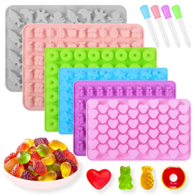 6er Set Silikonformen für Schokolade, Bonbons & Gelee