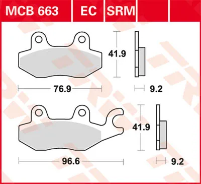 Produktbild von TRW Bremsbelagsatz MCB663 UH125 Burgman C8 Shark 125 HS12W Öz  Spacer 125 SH25 E-Rex Torpedo