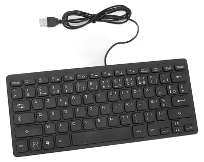 Obrázek produktu pro Ultratenká klávesnice s 78 klávesami, Plug-and-Play, odolná proti postříkání, kabelová USB klávesnice pro uživatele hovořící anglicky a francouzsky (rozložení AZERTY)
