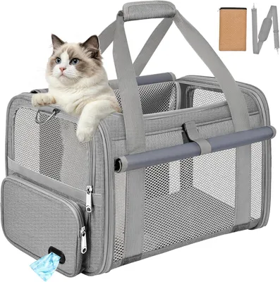 Obrázek produktu pro Transportní taška pro kočky, rozměry 43 x 27,5 x 27,5 cm, velká, s ventilací, skládací, vhodná pro cestování