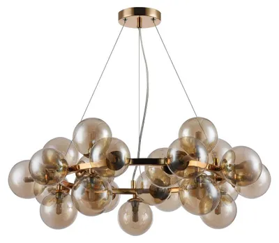 Immagine prodotto di Lampadario Contemporaneo Dallas Metallo Oro 25 Luci Diffusori Ambra