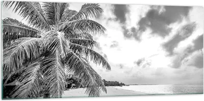 Produktbild von Bilder auf glas - Einteilig - Monochrom Strand Wolken - 120x50cm - Glasbilder - Wandbilder - Bilder - zum Aufhängen bereit - Wanddekoration aus Glas - Glas Bilder - Wandbild auf Glas - GAB120x50-4677