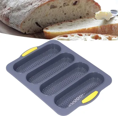 Produktbild von Silikon-Baguetteform, Glatte Oberfläche, Einfaches Entformen, Küchenwerkzeug für Backbegeisterte (Hellgrau)