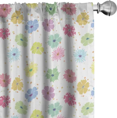 Immagine prodotto di ABAKUHAUS Tende floreali, tende, illustrazione di macchie di colore vivaci e fiori astratti su sfondo semplice, 2 pezzi 75 x 245 cm, multicolore