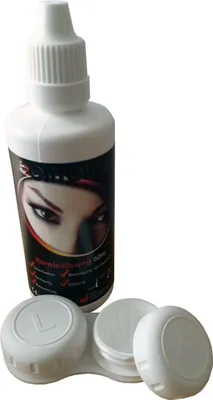 Kontaktlinsen-Set Kombilösung 60 ml und Aufbewahrungsbox für 2 Linsen Zubehör Fasching Karneval Mottoparty Halloween