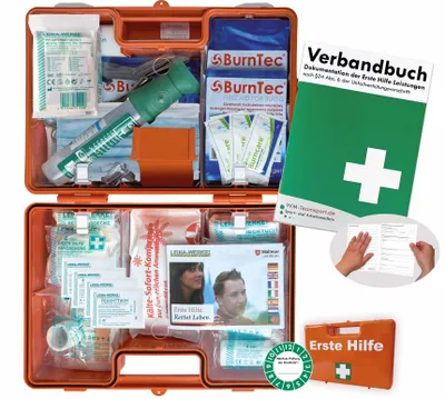 Produktbild von Erste-Hilfe-Koffer Gastro für Betriebe nach aktueller DIN/EN 13157 inkl. Augenspülung + Brandgel + detektierbare Pflaster + Hydrogelverbände