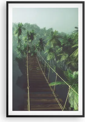 Produktbild von Gerahmtes Poster - Schwarzer Rahmen - Dschungel Palme Brücke - 61x91,5 cm - Wand Bild - Wanddeko - Wandbilder - Kunstposter - Wandposter - Bilderrahmen - Bilder - Kunstdruck - Wandbild P2BPA61x91-3674