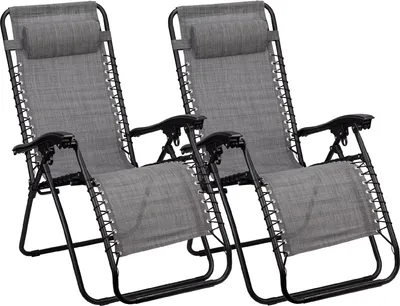 Productafbeelding van Abbey Camp Vouwwagenstoel - Chaise Longue IV - Set van 2 - Grijs
