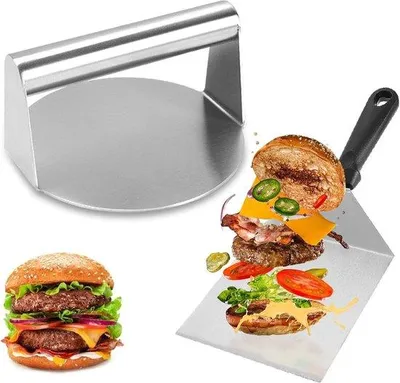 Produktbild von Famanu Burgerpresse Set für perfekte Smash Burgers und Grillgerichte - 16 cm