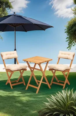 Produktbild von Skye Decor, My001A, Gartentisch- und Stühle-Set (3-teilig), 100 % BUCHENHOLZ, Natürlich, 50 x 50 x 72 cm