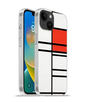 Produktbild von MuchoWow® Handyhülle Schutzhülle Hülle für Apple iPhone 14 - Softcase Komposition mit Rot und Weiß - Piet Mondrian Silikon Softcase Handy Hülle - Mobiltelefonhülle