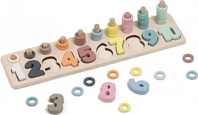 Produktbild von EurekaKids Holz Lernspiel Stapel- und Zählpuzzle Montessori Spielzeug