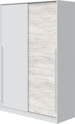 Produktbild von Kleiderschrank – weiß und Eiche – 2 Schiebetüren – 200 x 121 x 50 cm