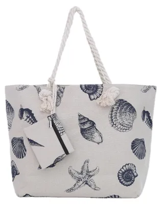 Imagen del producto de Bolsas de playa beige con motivos de palmeras - Bandolera con cierre de cremallera - Delantales de algodón, talla