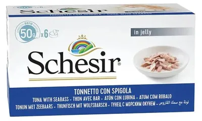 Obrázok produktu pre SCHESIR Ryba tuniak s okonom v želé - mokrá krmiva pre mačky - 6x50g