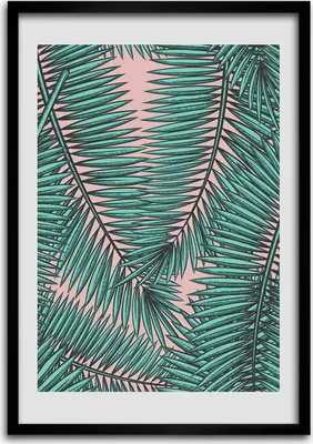 Produktbild von Bild - Bilderrahmen - 50 cm x 70 cm - MDF - Rahmen - Wandkunst Blätter der Palme