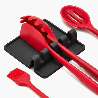 Immagine prodotto di Accessori da cucina in silicone, supporto triplo, porta-spatole, supporto multifunzionale per utensili da cucina
