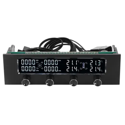 Image de Régulateur de vitesse pour ventilateur d'ordinateur, avec écran LCD et contrôle de la température, livré avec vis et autocollants pour le refroidissement des cartes graphiques et des processeurs