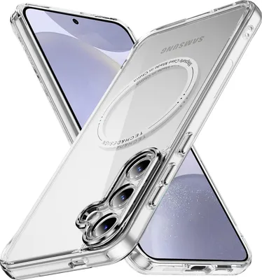 Immagine prodotto di Custodia magnetica trasparente per Samsung Galaxy S24, compatibile con MagSafe, custodia protettiva ibrida antiurto Bianco