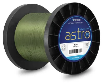 Produktbild von DELPHIN ASTRO 8, 1300m, 0,08mm, 4.8kg / 10,58lbs, grün, 8-fach Geflochtene Schnüre, 101000087