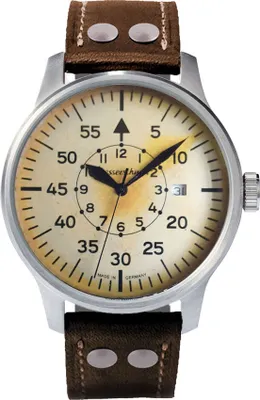 Produktbild von Messerschmitt - Fliegeruhr ME-42 Vintage-2 Typ B - Quarz Herrenuhr mit braunem Lederarmband