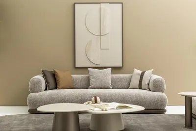 Produktbild von Wohnzimmer 4-Sitzer Dreisatzsofa Polster Möbel Stoff Beige Modern Couch