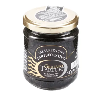Produktbild von Schwarze Trüffelsauce mit Sommertrüffel 5%, 180 g  (Salsa nera con tartufo estivo)