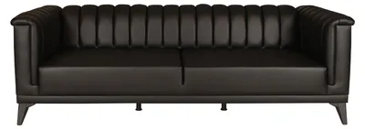 Zdjęcie produktu dla Czarna sztuczna skóra 3-osobowa sofa Salon Luksusowe sofy Meble do siedzenia